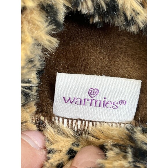 Warmies Woman's Microwavable Fuzzy Slippers. Leopard Print. One size Up to Sz 9 - Picture 3 of 7